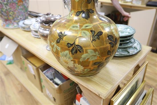 A gilt lacquer porcelain vase, height 51cm